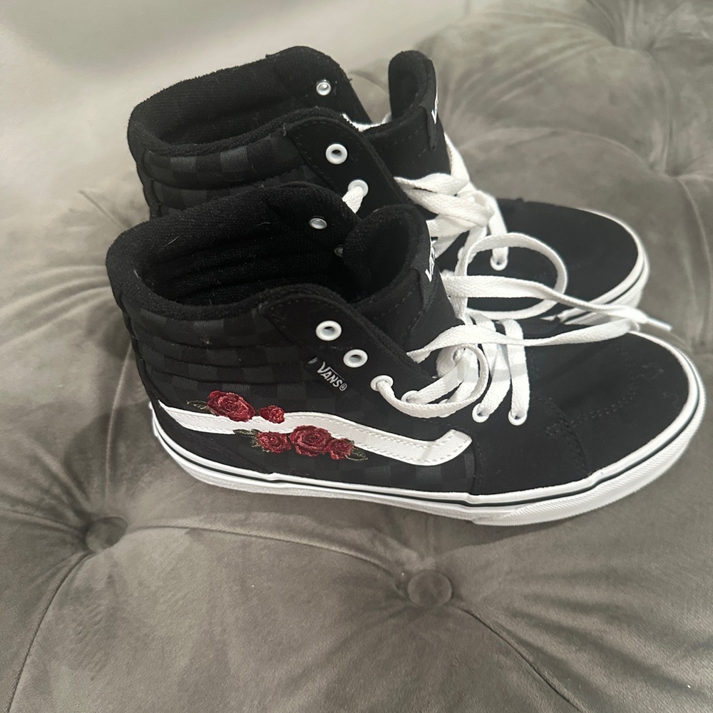Vans Kids Black and Red High-Top Sneakers